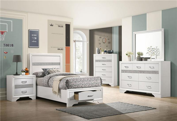 Miranda Wood Twin Storage Panel Bed White - 205111T
