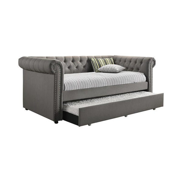 Kepner Upholstered Twin Daybed with Trundle Grey - 300549