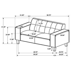 Deerhurst 2-piece Upholstered Track Arm Sofa Set Beige - 509647-S2