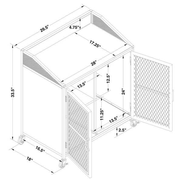 Arlette Wine Cabinet with Wire Mesh Doors Grey Wash and Sandy Black - 183476