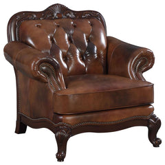 Victoria 3-piece Full Leather Upholstered Sofa Set Brown - 500681-S3