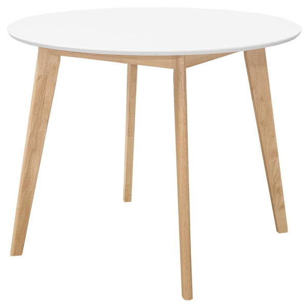 Breckenridge Round Dining Table Matte White and Natural Oak - 192790