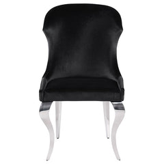 Cheyanne Upholstered Wingback Side Chair with Nailhead Trim Chrome and Black (Set of 2) - 190742