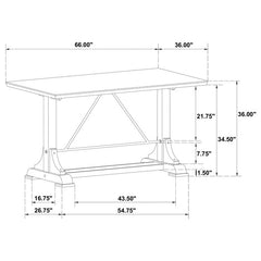 Aldrich Counter Height Trestle Base Dining Table with Genuine White Marble Top and Dark Brown - 182438