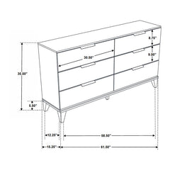 Mays 6-drawer Dresser Walnut Brown with Faux Marble Top - 215963