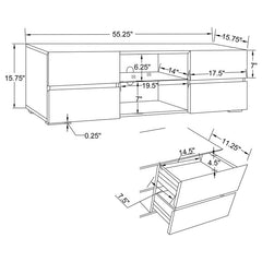 Galvin 4-drawer Wood 55" TV Stand White High Gloss - 700825