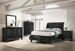 Sandy Beach Wood Queen Storage Panel Bed Black - 201329Q
