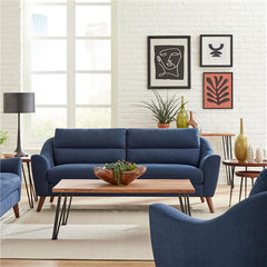 Gano Upholstered Sloped Arm Sofa Navy Blue - 509514