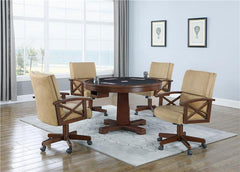 Marietta 5-piece Game Table Set Tobacco and Tan - 100171-S5