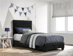 Conner Upholstered Twin Panel Bed Black - 300260T