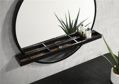 Arini Round Vanity Wall Mirror with Shelf Black - 224338