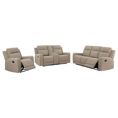 Brentwood 3-piece Upholstered Reclining Sofa Set Taupe - 610281-S3