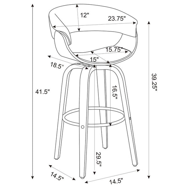 Zion Upholstered Swivel Bar Stool Walnut and Black - 100205