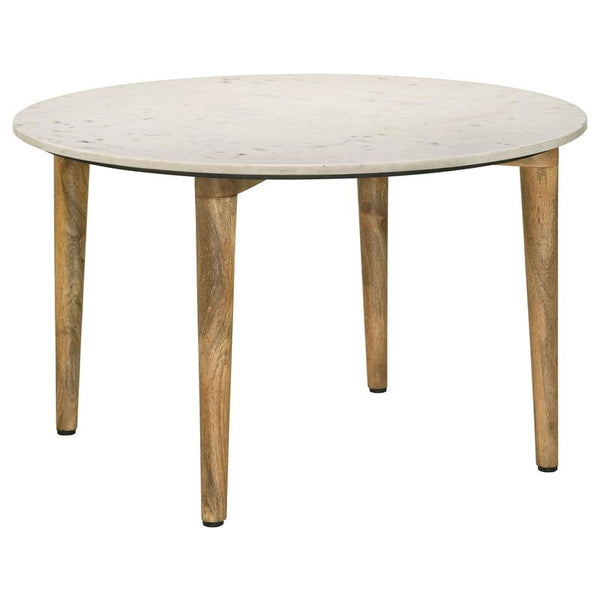 Aldis Round Marble Top Coffee Table White and Natural - 703718