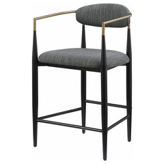 Tina Metal Counter Height Bar Stool with Upholstered Back and Seat Dark Grey (Set of 2) - 121186