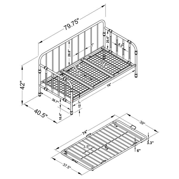 Marina Metal Twin Daybed with Trundle White - 300766