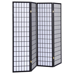 Roberto 4-Panel Room Divider Folding Shoji Screen Black - 4624