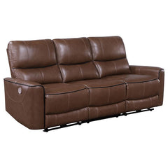 Greenfield Upholstered Power Reclining Sofa Saddle Brown - 610264P