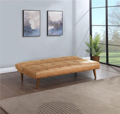 Jenson Upholstered Tufted Convertible Sofa Bed Saddle Brown - 360234
