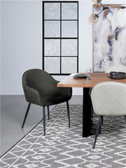 Emma Upholstered Dining Arm Chair Charcoal and Black (Set of 2) - 115593