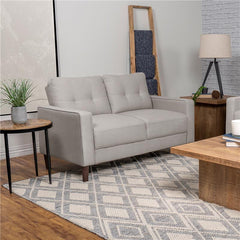 Bowen Upholstered Track Arm Tufted Loveseat Beige - 506786