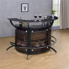 Dallas 2-shelf Curved Home Bar Smoke and Black Glass (Set of 3) - 182135-S3