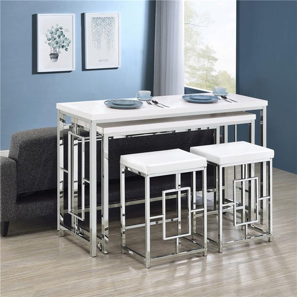 Jackson 4-piece Multipurpose Counter Height Table Set White and Chrome - 182714
