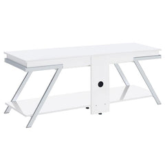 Marcia 1-drawer Wood 60" TV Stand White High Gloss - 708152