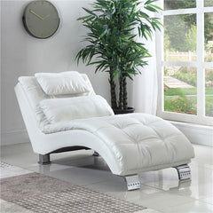 Dilleston Faux Leather Upholstered Tufted Chaise White - 550078