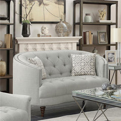 Avonlea Upholstered Sloped Arm Loveseat Grey Fabric - 505642