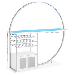 Risley 2-door Circular LED Home Bar with Wine Storage White High Gloss - 182798