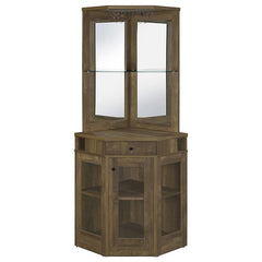Alviso Corner Bar Cabinet with Stemware Rack Rustic Oak - 182303