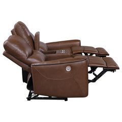 Greenfield 2-piece Power Reclining Sofa Set Saddle Brown - 610264P-S2