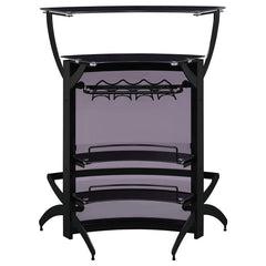 Dallas 2-shelf Home Bar Smoked and Black Glass - 182135