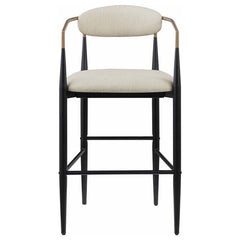 Tina Metal Pub Height Bar Stool with Upholstered Back and Seat Beige (Set of 2) - 121187