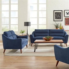 Gano 2-piece Upholstered Sloped Arm Sofa Set Navy Blue - 509514-S2