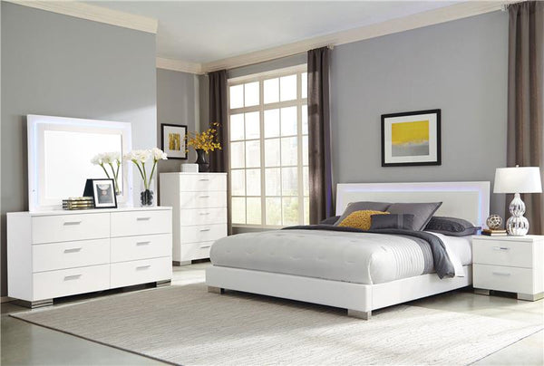 Felicity 5-piece California King Bedroom Set White Gloss - 203500KW-S5L