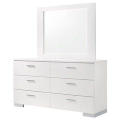 Felicity 6-drawer Dresser with Mirror Glossy White - 203503M