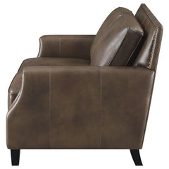 Leaton Upholstered Recessed Arm Loveseat Brown Sugar - 509442