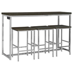 Cassidy 4-piece Rectangular Counter Height Set Dark Oak and Chrome - 182255