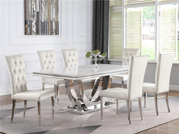 Kerwin Tufted Upholstered Side Chair (Set of 2) White and Chrome - 111102