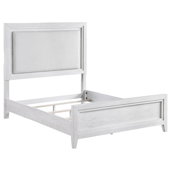 Marielle Eastern King LED Panel Bed Distressed White - 224841KE
