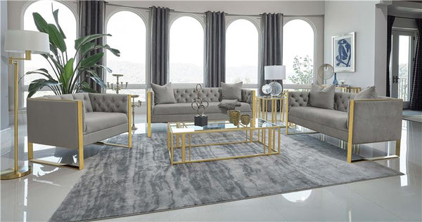 Eastbrook Velvet Upholstered Tufted Sofa Grey - 509111
