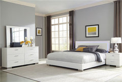 Felicity 4-piece Eastern King Bedroom Set White High Gloss - 203500KE-S4