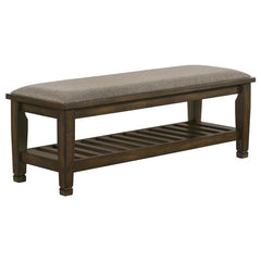Franco Bench with Lower Shelf Beige and Burnished Oak - 200977