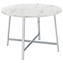 Alcott Round Faux Carrara Marble Top Dining Table Chrome - 120400