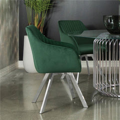 Arika Channeled Back Swivel Dining Chair Green - 193372GRN