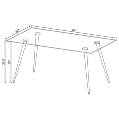 Gilman Rectangle Glass Top Dining Table - 190621GLD