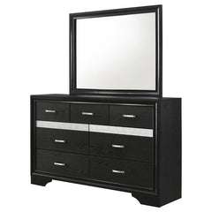Miranda 7-drawer Dresser with Mirror Black and Rhinestone - 206363M