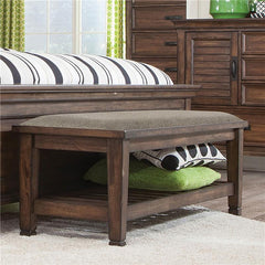 Franco Bench with Lower Shelf Beige and Burnished Oak - 200977